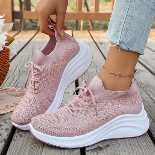Baskets compensées légères en strass pour marcher sans fatigue - 7