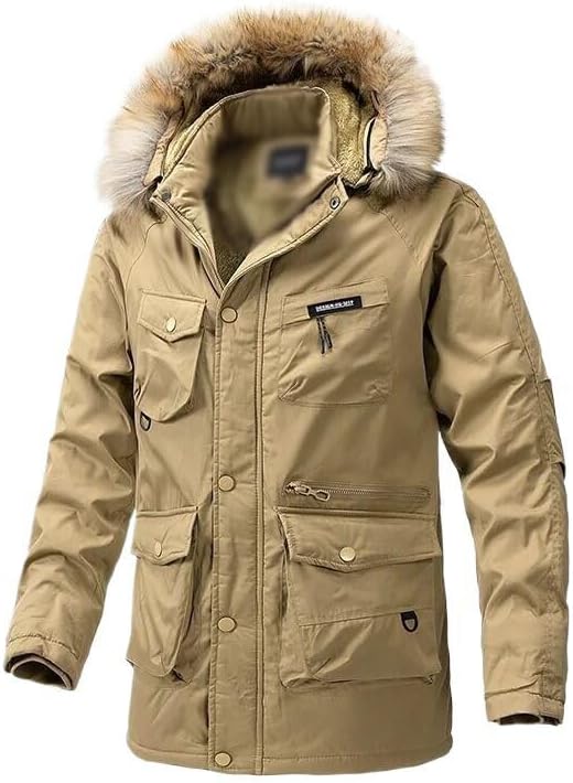 Men'S Long Autumn Winter Coat Men Fleece Hooded Jacket