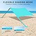 ihuan Beach Tent Sun Shelter 10X10FT UPF50+ with 4 Aluminum Foldable Poles, Easy Setup Outdoor Shade Canopy for 8 Person, Camping Sun Shelter for Fishing, Family Trips, Backyard Picnics