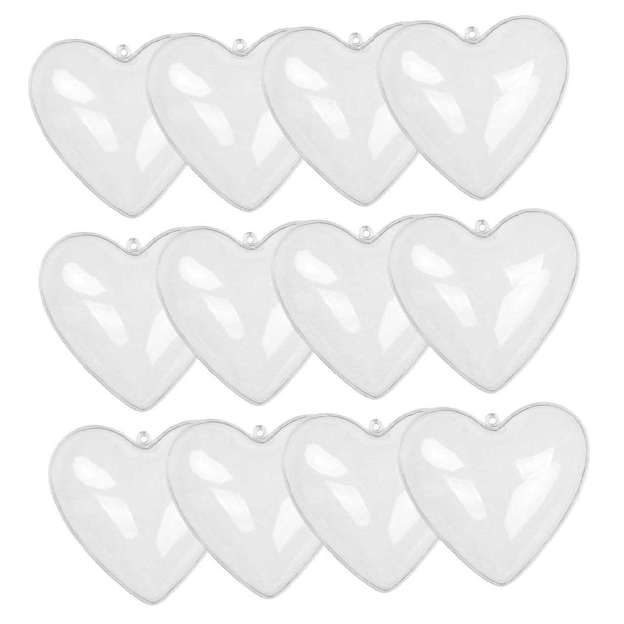 12piezas Bolas Decorativas Transparentes Rellenables Forma De Corazón Decoración San Valentín Colgantes