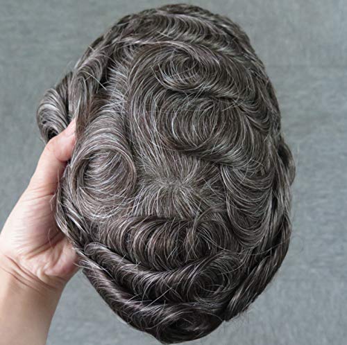 Mens Hair Replacement System Unit Durable Toupee Natural Hairline Real Gents Hair French Lace Front & Mono Center Hairpieces #340