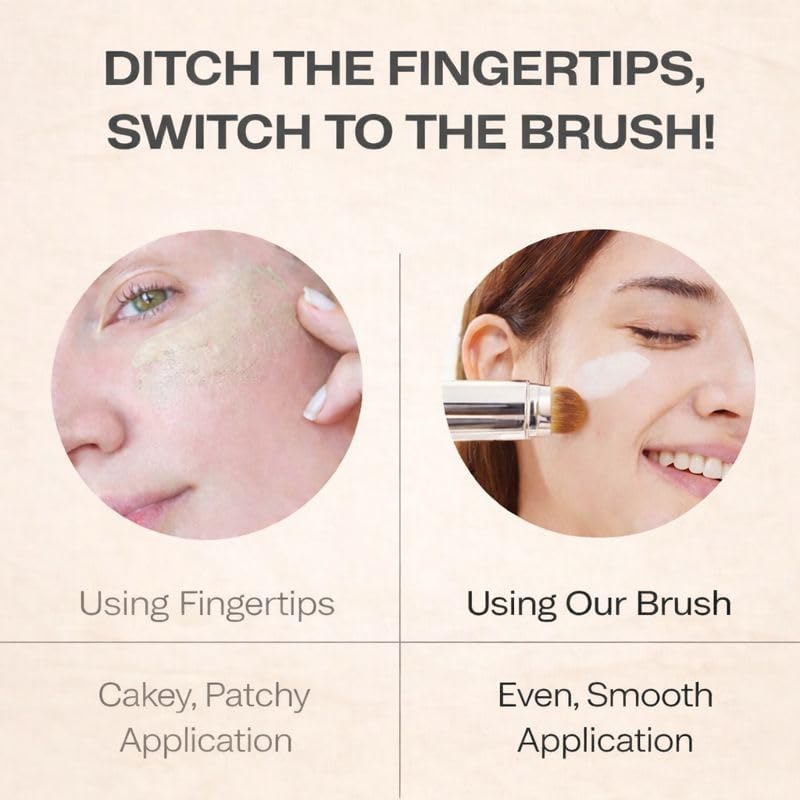 Color Changing Foundation Stick with Built-In Brush, Blanc Cover Cream Stick, Medium to Full Coverage, Dewy Natural Finish, Easy Blend All-in-One Base Makeup, Natural Color, 14g - Image 5