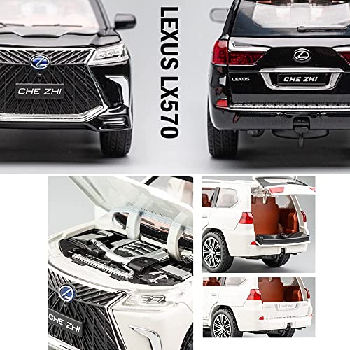 Image of 1:24 Scale Big Size Lexus LX570 Toy Car | Metal Pullback Diecast Car for Kids with Openable Doors, Sound, Light Effects Toy for Car Enthusiasts (Color As Per Available), White