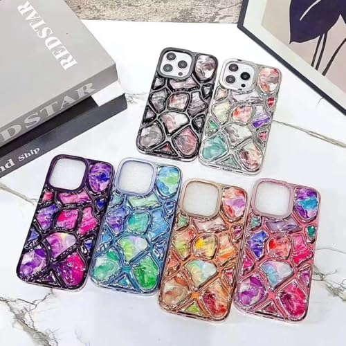 Image of COVERLY for iPhone 15 Pro Max 3D Diamond Cut Glitter Stone Case,Full Protective Luxury Splash Bling Back Case Pastel Colorful Fashion Aesthetic Cover for Apple iPhone 15 Pro Max (Blueish Purple)