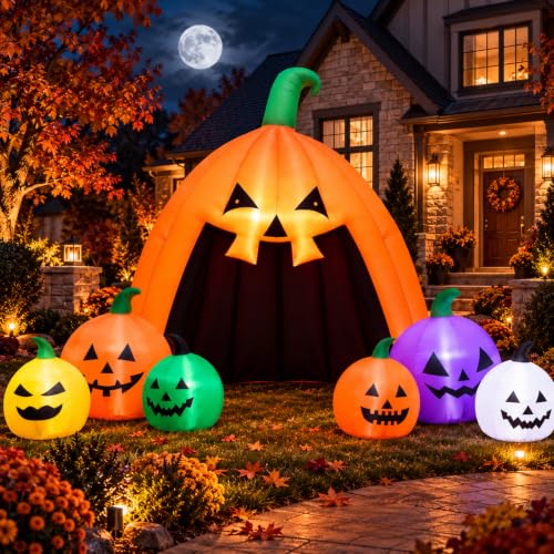 Image of MGparty 14.5FT Halloween Inflatable Walk-in Pumpkin House with LED Lights