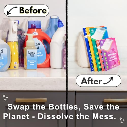 Soluble Care: Dissolvable Toilet Bowl Cleaner Sheets (No Bottles, Easy Clean, Quick-Dissolving, Mess-Free, Septic-Safe Cleaning for Home & Office) – 40 Sheets, Pine Scent