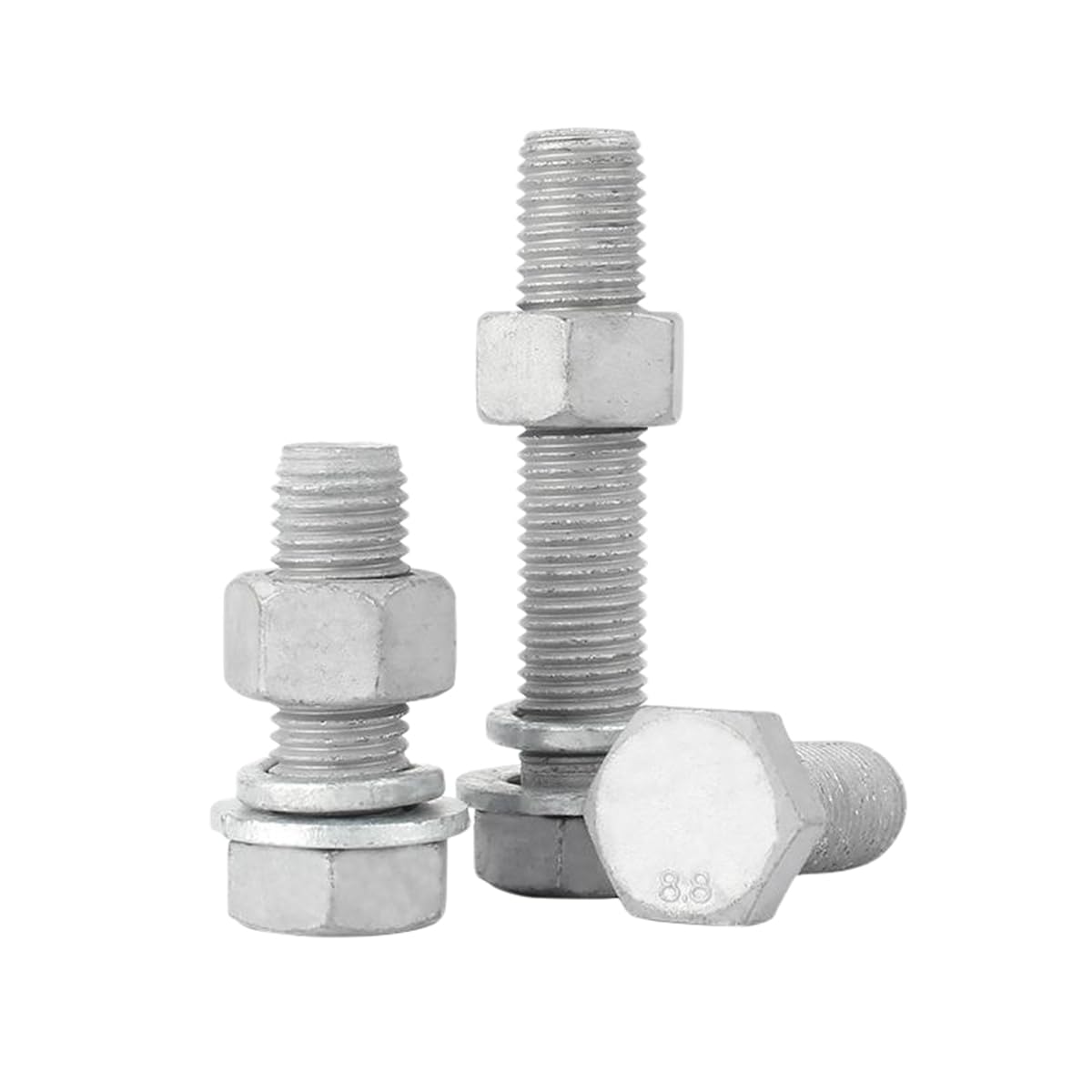 Wuukepsg 2Pcs Galvanized Carbon Steel External Hexagon Bolts,Nuts,Washers/2Pcs/M14*140Mm