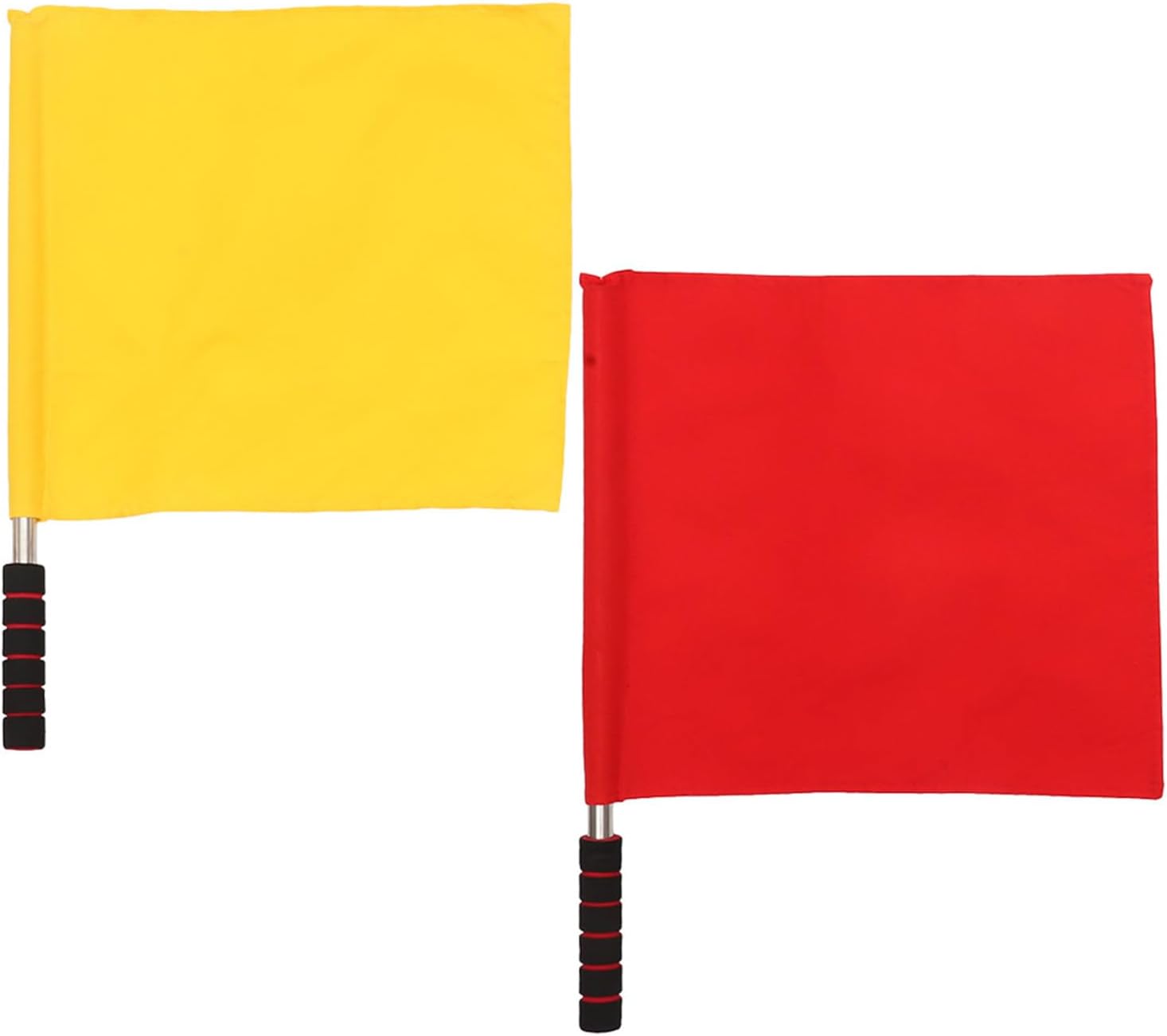 2pcs Race Judge Flags with Stainless Steel Red and Yellow Poles Conducting Referee Signal Flags for Soccer and Sports Officiating for Outdoor Field Use