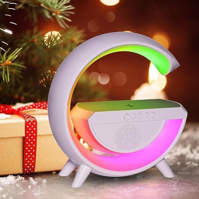 Image of Luxurious G-Lamp | Bluetooth Speaker | Table Lamp with FM Radio | Wireless Charger for Mobiles | for Bedroom, Office, Restaurant | Birthday and Corporate Gift