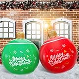 weihnachtskugeln XXL,aufblasbare weihnachtskugeln,weihnachtsdeko Outdoor innen,aufblasbare weihnachtsdeko,Garten,groß,2 Stück (Roter Ball Grüner Ball)