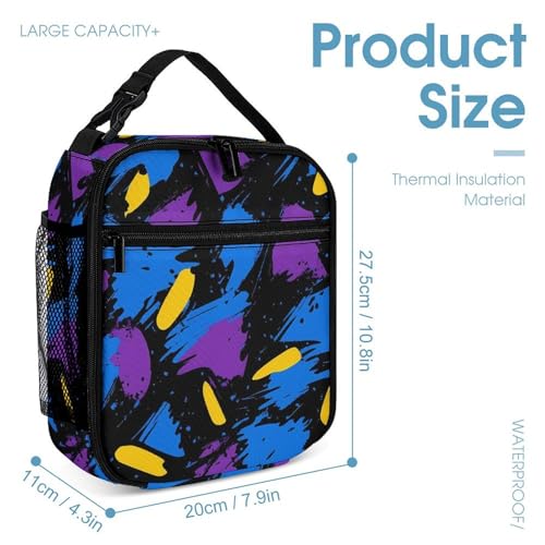 90s Graffiti Blue Purple Yellow Backpack Shoulder Bags Lunch Bag Pencil Case Box 3 Set Daypack Cute4