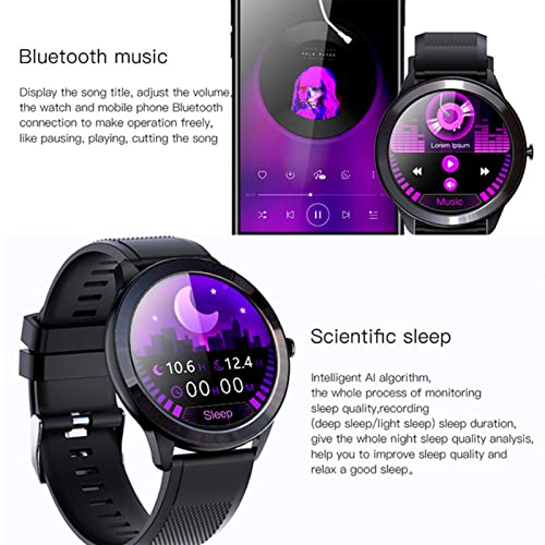 Fitness-Tracker Met Weersvoorspelling Muziekbesturing Inkomende Oproep, IP68 Waterdichte Activiteitentracker, Stappenteller Stappenteller Horloge Stopwatch Voor Heren,Purper - Afbeelding 3