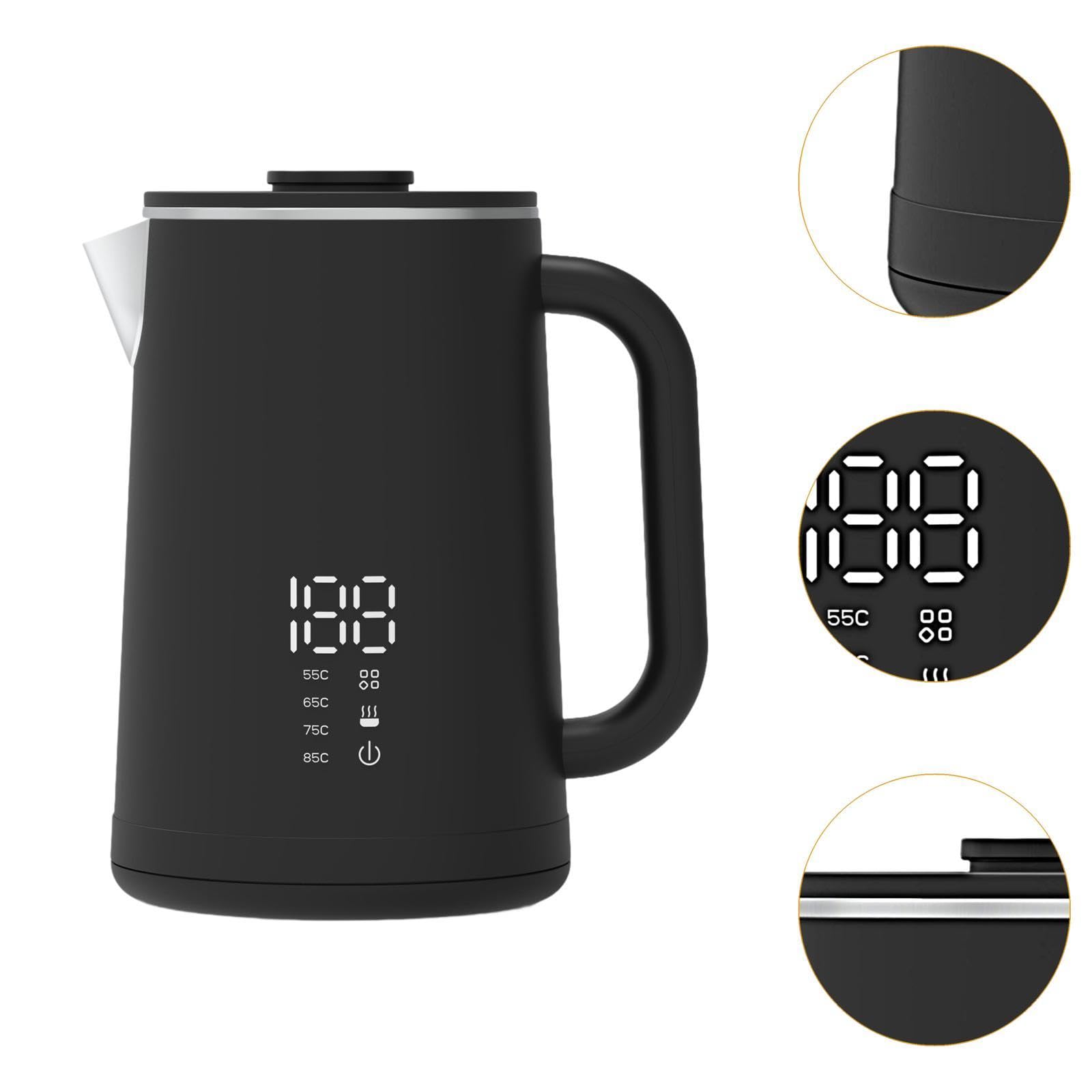 Bollitore Elettrico con Termostato Regolabile in Acciaio Inox Bollitore Ad Ebollizione Rapida con Display Temperatura Mantenimento Caldo Fino