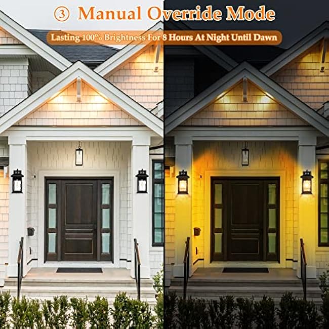 Motion Sensor Outdoor Lights - Retro Dusk to Dawn Outdoor Lighting, Advanced LED Motion Sensor Porch Light Fixtures, Black Waterproof Exterior Lantern Wall Mount for Front Garage, Entryway Anti-Rust