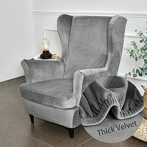Highdi Stretch Wingback Chair Covers Grey Cover