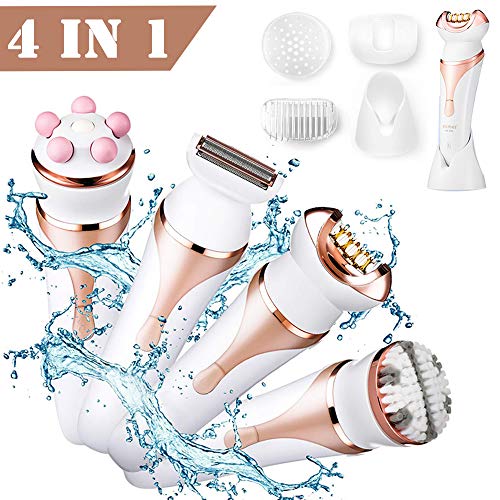 Woman Shaver, Epilator for Women, 4 in 1 Cordless Wet & Dry Electric Hair Removal, Epilator, Face Exfoliation Brush and Body Massager for Face Leg Armpit Arm Bikini Line Body Waterproof - Thumbnail 2