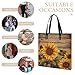 LDGSUPH Paint Wooden Board Sunflower Tote Bag PU Leather Hobo Bags Large Grocery Bags Lightweight Fashion Handbag Large Shoulder Bag