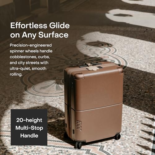 Checked Expandable - 24.5" Airline Approved Check In Luggage with Wheels, Spinner Suitcase for Men & Women - TSA Lock Rolling Suitcase, Spinner Wheels, Expansion Zip, Y-Strap - Dark Brown3