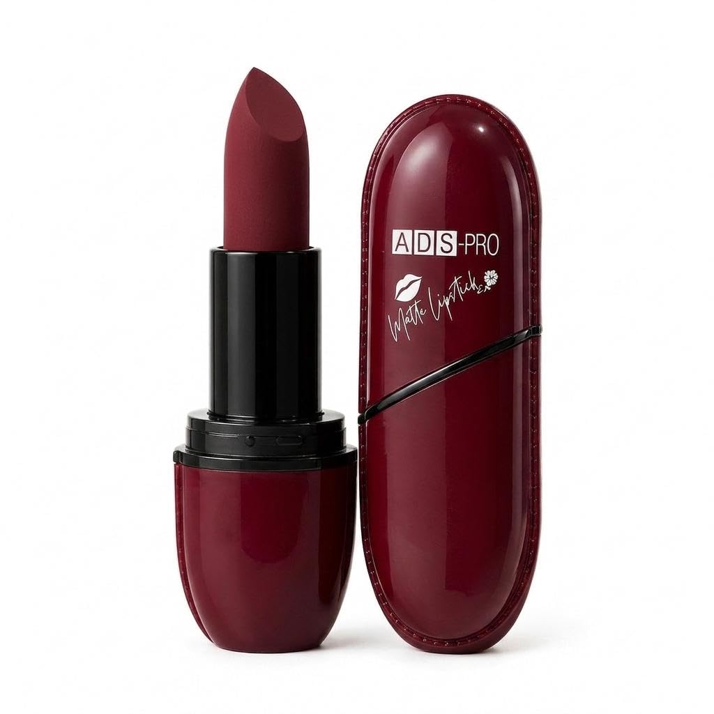 Matte Lipstick, Long-Lasting Wear, Waterproof, Smudge Proof, Travel-Friendly (Dark Red Tone)-image-3