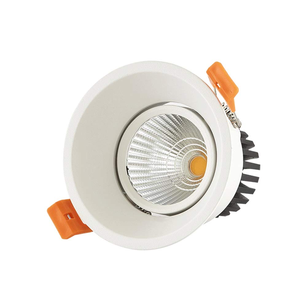 BHGFYXBS Recessed Beam Angle Adjustable Cob 7W/12W Recessed Spotlight Nordic Indoor High Ra Anti-Glare Embedded Flat Ceiling Downlight Hotel Store Living Room Lighting Panel Lamp,Whitewarmlight-12W