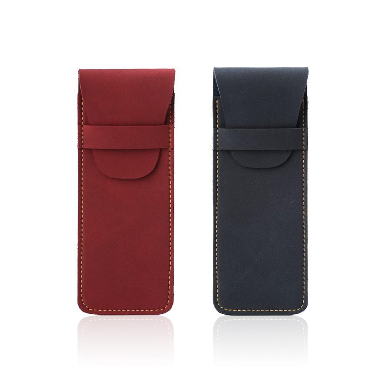 Piórnik ze skóry PU, 2 sztuki, etui ochronne, etui ochronne na długopisy, skórzane, do przechowywania długopisów, wielokolorowa, Retro