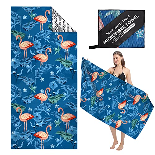MEQUER Beach Towels for Adults Microfibre Beach Towel, 180x80cm Extra Large Quick Dry Sand Free Beach Towel