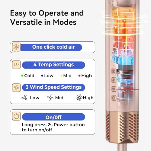 6-in-1 Hair Dryer Brush, 110,000 RPM High-Speed Hair Dryer Fast Drying,Upgraded Air Styler with Auto Wrap Curlers,Blow Dryer Brush for Straightening, Smoothing,Volumizing, No Heat Damage - Image 8