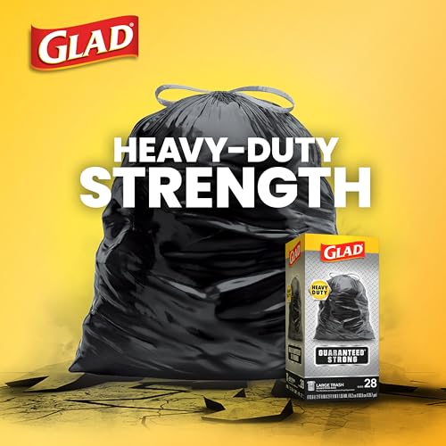 Image of Glad Protection Series Large 30 Gallon Trash Bags, Unscented Heavy Duty Garbage Bags, with Drawstring, 70 Count (Packaging May Vary)
