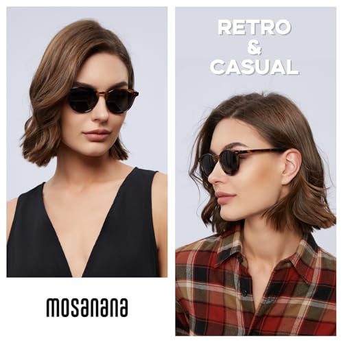 mosanana Round Polarized Sunglasses with Spring Hinges for Women Men Classic Retro Style MS523614