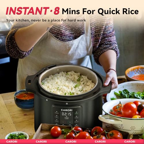 Image of 1200W 12-in-1 Electric Pressure Cooker 8Qt, Stainless Steel Pressure Cooker, Slow Cook Rice Cooker Steamer Saute, Yogurt Maker, Warmer & Sterilizer with Recipe, Safer Venting Design, Black