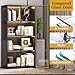 Eltean Display Cabinet with Glass Doors and LED Lights, Glass Display Cabinet with 3 Adjustable Shelves,4 Tier of Storage Space Curio Cabinet for Bedroom Living Room Homeoffice Dining Room