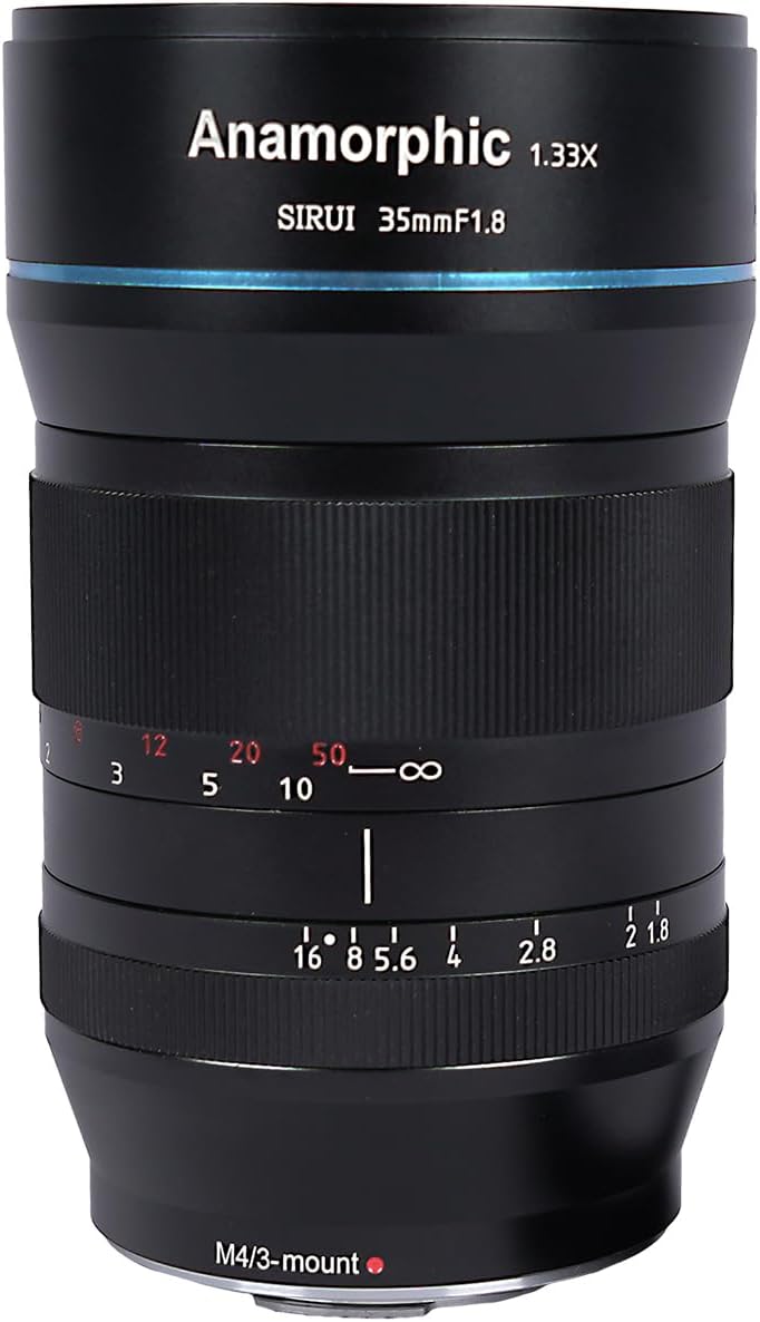 SIRUI 35mm F1.8 1.33X APS-C Anamorphic Lens Cinema Lens for MFT Mount, Blue Flare
