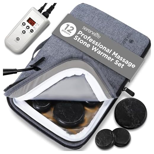 SereneLife Portable Basalt Stone Massage Set with Heating Bag - Hot Stones Massaging Black Basalt Kit, 12 Rocks Massage Stones and Warmer Set, Soothing Massage Accessories