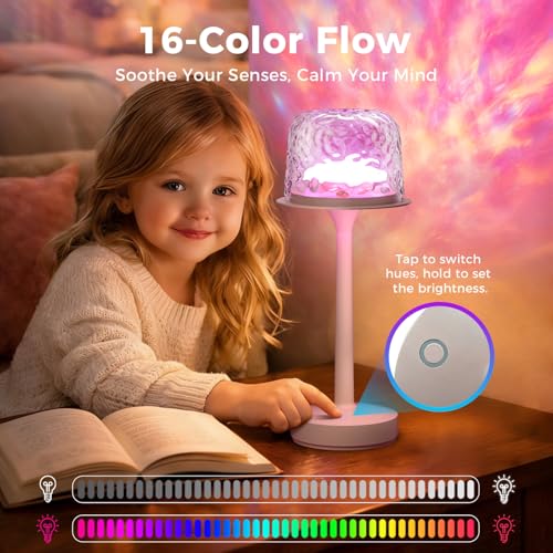 Image of 2-Pack Waterproof Shower Lamp Rechargeable LED Ocean Projector | 16 Color Ocean Wave Projection, Remote & Touch Control, USB-C Rechargeable, Bathroom Spa, Outdoor Table Lamps