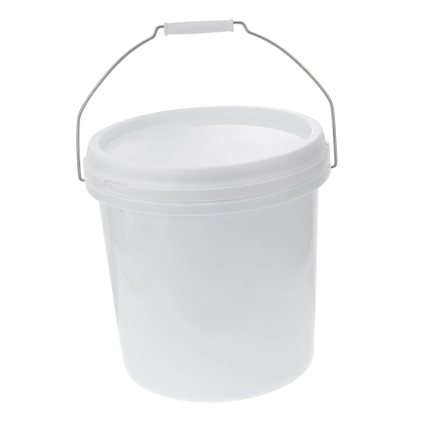Ipetboom Seau Ménager Plastique Blanc 10L Couvercle Hermétique et Poignée Seau Étanche pour Conservation des Aliments Nettoyage et Usage Domestique Polyvalent