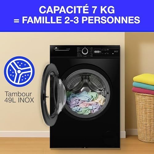Lave linge hublot CONTINENTAL EDISON CELL7140IB 7kg Largeur 59 6 cm Classe A 1400 trsmin moteur induction - vue 7