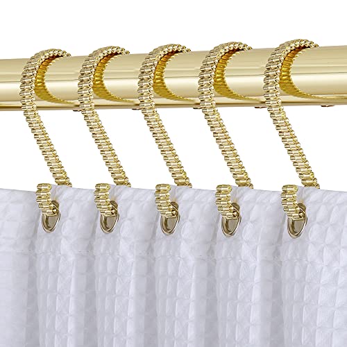 Utopia Alley Shower Hooks - Shower Curtain Rings for Bathroom - Rust Proof Shower Curtain Hooks for Shower Curtain or Liner - Set of 12, Gold
