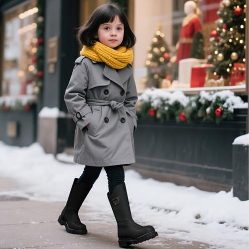 Girls Riding Boots Knee High Side Zipper Mid Calf Shoes Round Toe Non Slip Combat Boot Outdoor Shoes4