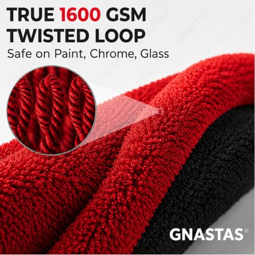 Image of Microfiber Car Drying Towel Ultra-Thick, Super Absorbent, Streak-Free & Scratch-Free Cleaning Cloth | Dual-Sided Edgeless Detailing Towel for Cars, Home & Kitchen 1PC (40x60 CM (Crimson Red))