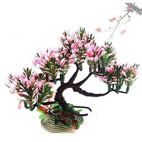 Dsstyles Aquarium Plants,Aquarium Decoration Plants,Simulate Pine Shape Decoration For Aquariums,Fish Tank Plastic Plants For Aquariums,Hotel Rockery Bonsai Accessories Bush Tree Pink #TOP1