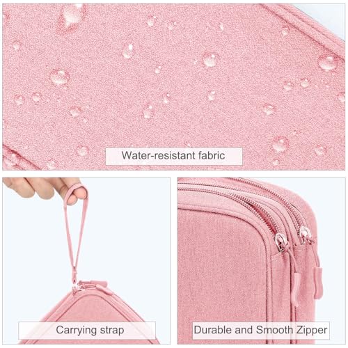 Image of FYY Electronic Organizer, Large Travel Cable Organizer Bag Pouch Electronic Accessories Carry Case Portable Waterproof Double Layers All-in-One Storage Bag for Cable, Cord, Charger, Phone, Pink