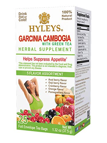 HYLEYS Tea of Hyleys Wellness Garcinia Cambogia Green Tea 5 Flavor Assortment - 25 bags (100% Natural, Sugar Free, Gluten Free and Non GMO), 12 Count (Pack of 12)