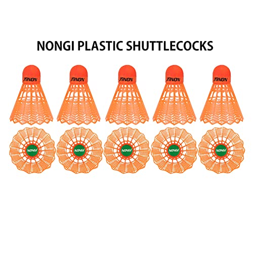 Image of Neo Colored Cork Plastic Badminton Shuttlecocks for Indoor Outdoor Badminton Sports - Color Orange - Speed Medium - Pack of 5 Shuttle