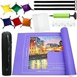 Picture of Puzzle Mat Roll Up| Jigsaw Puzzle Mat Roll Up| Roll-Up Save Pad Trays for Sorting Table Board Glue Sheets and Frame Keeper Storage Accessories for Kids and Adults (Purple, 1500pcs)