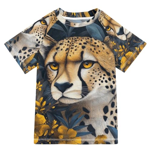 Kids Swimsuit Cute Leopard Animal Sunscreen T-Shirts Swimwear Sets UPF 50+