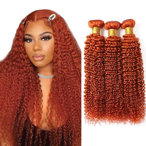 Color #350 Bundles Ginger Curly Human Hair Bundles...
