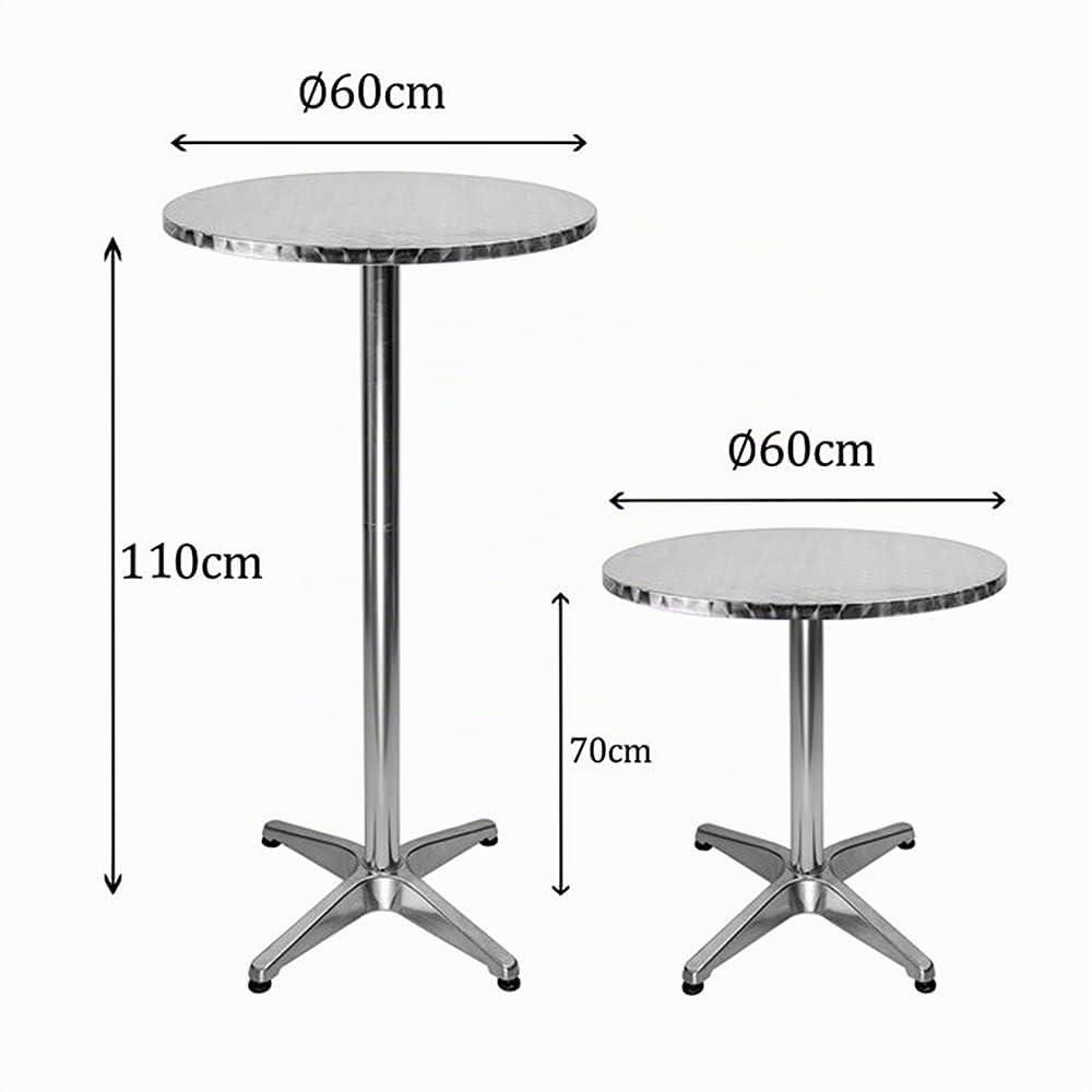 LANTUS Table de Bistrot Carrée à Plateau Rabattable Table de Bar à Hauteur Réglable pour Intérieur Extérieur MDF Acier Inoxydable Haute 2en1 en alu Pliable(60 * 60 * 70/110cm (Rond))