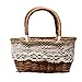 PRETYZOOM Mariage Fleur Fille Panier Naturel Tissé avec Dentelle Panier Portable Fleur Panier Décoration Florale pour Mariage (Café)
