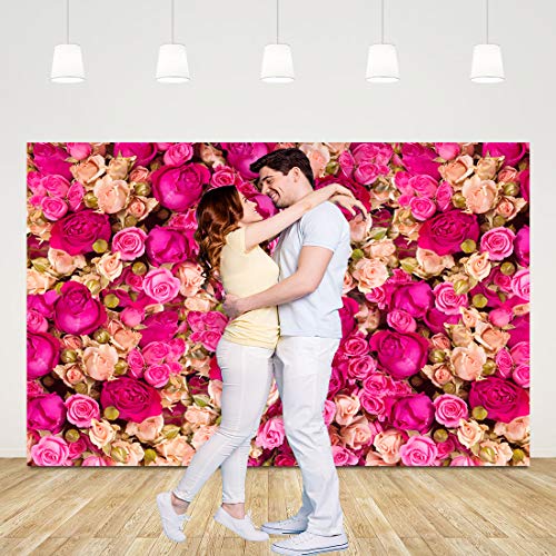 Fondo Fotográfico Flores Rosas 5x3ft Rosa para Día Madre miniatura 3
