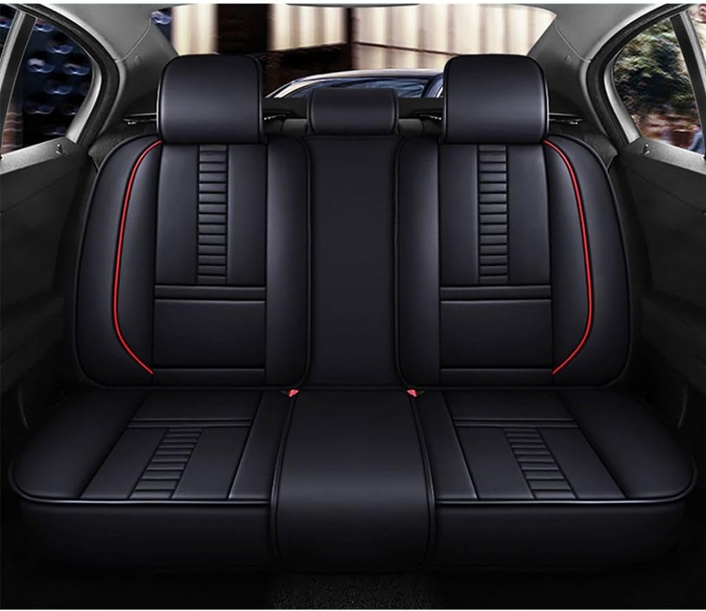 for Toyota RAV4 2008-2025 Car Seat Covers, Full Coverage Customized Seat Covers Premium Leather Waterproof Stain-Resistant Easy to Install (Full Set, Black&Red)